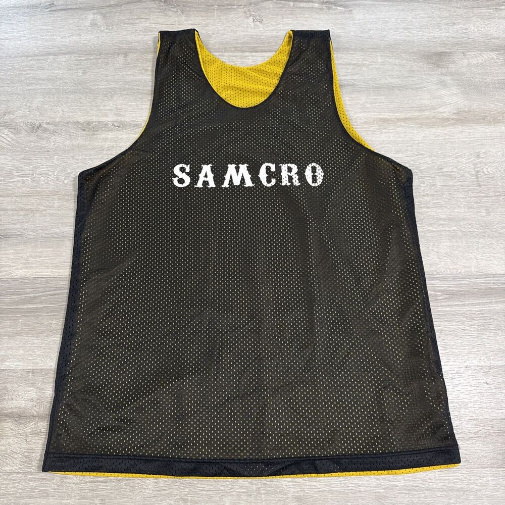Sons of Anarchy SAMCRO Tank Top Reversible Mesh Adult XL Black Yellow A4